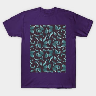 Art pattern leaves and blueberries T-Shirt